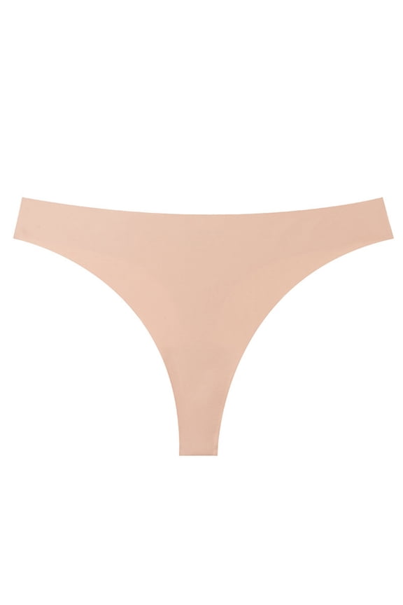 Seamless Underwear for Women Thong Stretchy Low Waist Satin Panties Soft Comfortable Breathable Invisible Briefs No Show Khaki XL