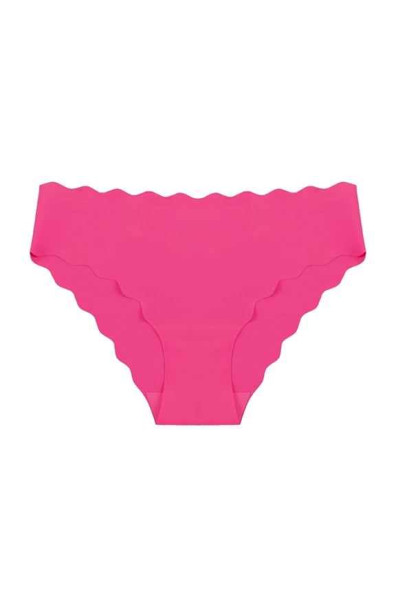 Seamless Underwear for Women Wave Edge Cozy Bikini Fashion Panties Stretch Low Rise Breathable Satin Invisible Thin Briefs 2026 Hot Pink L