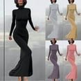 thumbnail image 1 of Oksale Sexy Bodycon Mermaid Dresses for Women Trendy Turtleneck Formal Dress Slim Fit Long Sleeve Evening Dresses Elegant Night Out Dress Purple XXL, 1 of 7