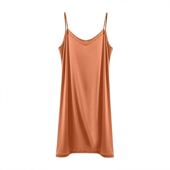 Oksale Sexy Strap Nightgown for Women Ultra Soft Modal Sleep Shirt Loose Fit Comfortable Lightweight Night Dress Sleeveless Solid Color Loungewear for Home Orange XXL