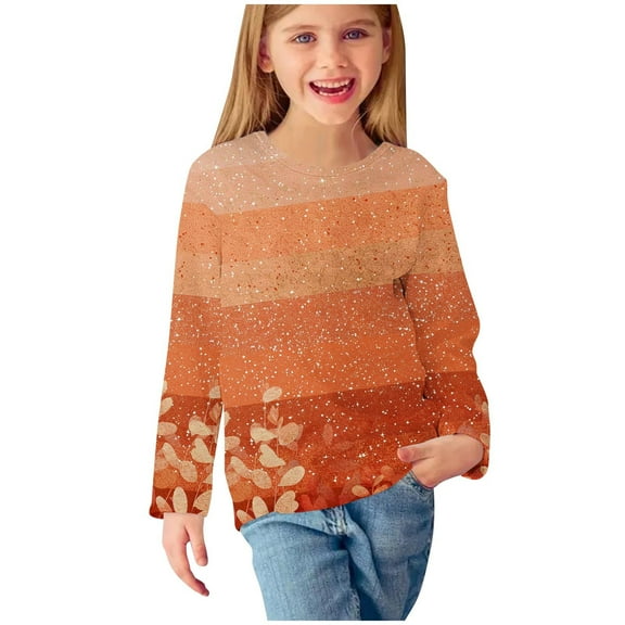 Oksale Shirts for Girls 10-12 Cotton Fashion Graphic Tees Children Boys Girls Loose Fit Crewneck Tops Boys Clothes Long Sleeve T-shirts