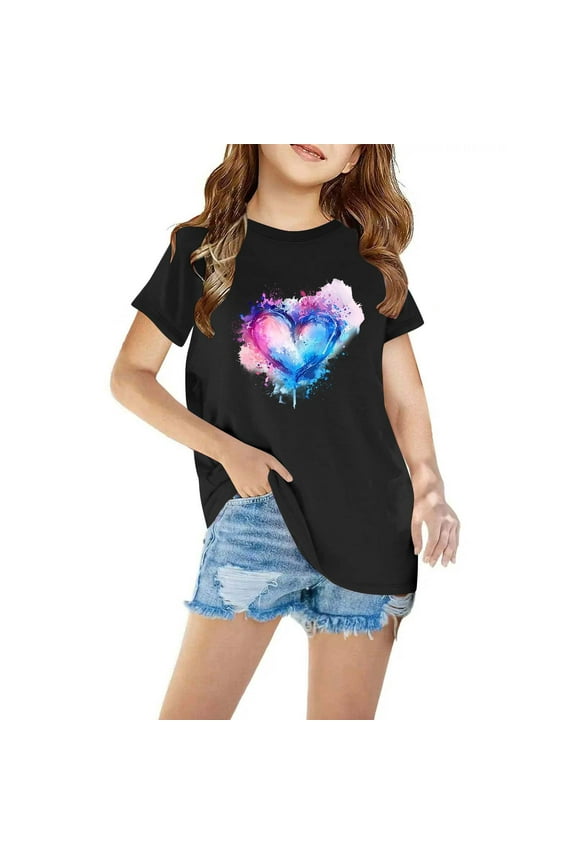 Shirts for Girls 10-12 Cute Casual Graphic Tees Kids Unisex Loose Fit Crewneck Tops Girls Clothes Short Sleeve T-shirts