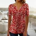 thumbnail image 1 of Oksale Short Sleeve Tops for Women Dressy Soft Cozy Cotton Tunic Blouses Casual Button V Neck Summer Shirts Loose Pleated Floral Plus Size Tops for Holiday Multicolor 2XL, 1 of 5