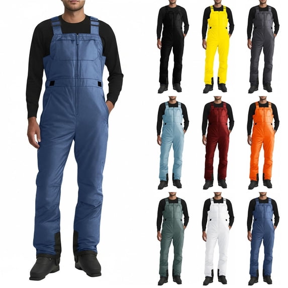 Oksale Ski Pants Men Windproof Waterproof Insulated Bib Overalls with Pockets One Piece Adjustable Strap Warm Winter Snow Suit Dark Gray XL