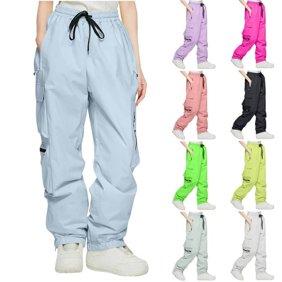 Oksale Snow Pants for Women Waterproof Cold Weather Winter Cargo Pants with Pockets Drawstring Trousers 2025 White L