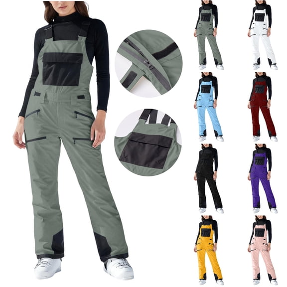 Oksale Snow Suit Women Waterproof Plus Size One Piece Windproof Winter Ski Suit Active Outdoor Jumpers for Snowboard 2025 Gray M