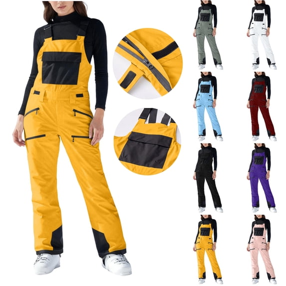 Oksale Snow Suit Women Waterproof Plus Size One Piece Windproof Winter Ski Suit Active Outdoor Jumpers for Snowboard 2025 Yellow S