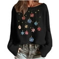 thumbnail image 1 of Oksale Sparkly Christams Sweaters Pullover for Women Trendy Boat Neck Xmas Sweater Soft Comfortable Tunic Tops for Holiday Black S, 1 of 6