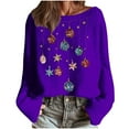 thumbnail image 1 of Oksale Sparkly Christams Sweaters Pullover for Women Trendy Boat Neck Xmas Sweater Soft Comfortable Tunic Tops for Holiday Purple S, 1 of 6