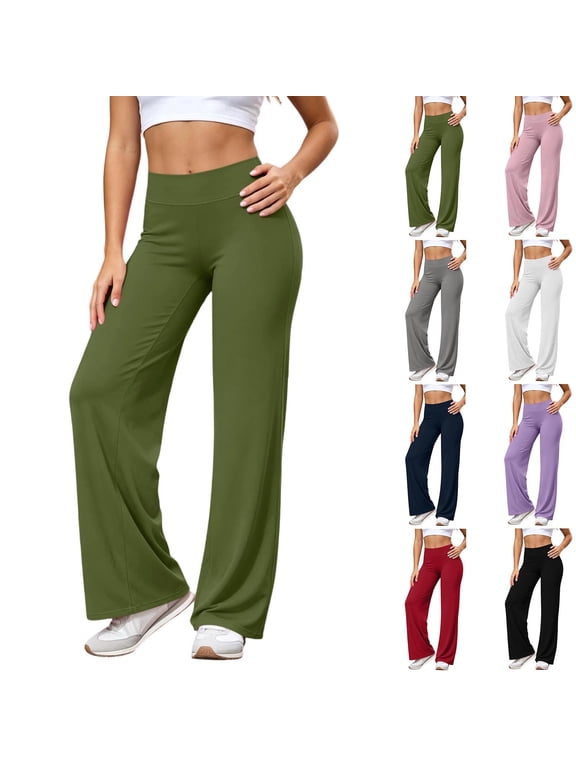 Straight Leg Yoga Pants for Women with Pockets Stretch High Waist Workout Pants Loose Soft Breathable Summer Casual Exercise Pants Black XL