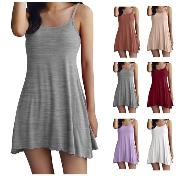 Oksale Strapless Modal Pajama Dress for Women Built in Bra Sexy Chemise Nightgowns Irregular Hem Sleep Shirts Lingerie Sleepwear Gray M