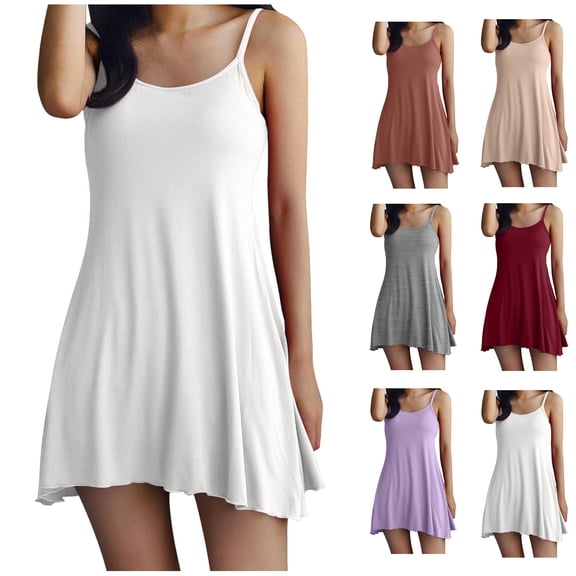 Oksale Strapless Modal Pajama Dress for Women Built in Bra Sexy Chemise Nightgowns Irregular Hem Sleep Shirts Lingerie Sleepwear White L