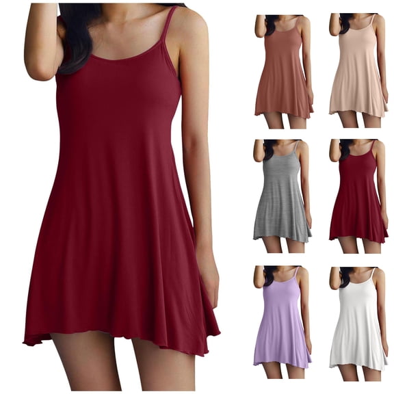 Oksale Strapless Modal Pajama Dress for Women Built in Bra Sexy Chemise Nightgowns Irregular Hem Sleep Shirts Lingerie Sleepwear Wine XL