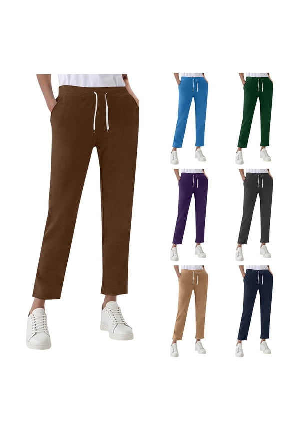 Sweatpants for Women Petite Length Comfortable Sweat Pants with Pockets Elastic Drawstring High Waisted Plus Size Joggers 2026 Sky Blue M