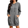 thumbnail image 1 of Oksale Sweatshirt Dresses Women with Pockets Loose Cozy Long Sleeve Mini Hoodie Dress Casual Drawstring Hooded Sweatshirts Fall Outfits Gray 2XL, 1 of 6