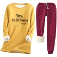 thumbnail image 1 of Oksale Sweatsuits for Women Set 2 PC Plus Size Yes,I'm Still Freezing Sweatshirts Warm Lined Fleece Sherpa Sweatpants Soft Thermal Active Loungewear Wine M, 1 of 2