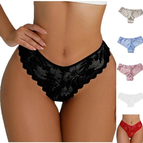 Oksale Thongs for Women Lace Cotton Underwear Breathable Soft Comfortable Panty Briefs Sexy Low Rise Panties Pink XXL