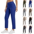 thumbnail image 1 of Oksale Travel Pants Women Petite Elastic High Waisted Ankle Pants Casual Comfortable Soft Straight Leg Trousers Blue XL, 1 of 10