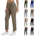 thumbnail image 1 of Oksale Travel Pants Women Petite Elastic High Waisted Ankle Pants Casual Comfortable Soft Straight Leg Trousers Brown 3XL, 1 of 10