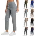 thumbnail image 1 of Oksale Travel Pants Women Petite Elastic High Waisted Ankle Pants Casual Comfortable Soft Straight Leg Trousers Gray 3XL, 1 of 10