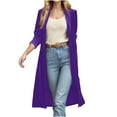 thumbnail image 1 of Oksale Velvet Trench Coat for Women Casual Open Front Cardigan Full Length Overcoat Loose Long Sleeve Outerwear Soft Comfortbale Fall Jackets Purple S, 1 of 7