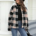 thumbnail image 1 of Oksale Vintage Plaid Jackets for Women Fluffy Fleece lined Jacket Lapel Collar Checked Coats No Hood Button Down Long Sleeve Coat Thicken Warm Winter Jacket 2025 Pink M, 1 of 7