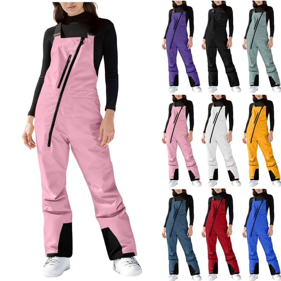 Oksale Waterproof Snowsuits for women Plus Size One Piece Windproof Fashion Ski Suit Snow Bib Insulated Jumpsuit for Cold Weather 2025 Pink L