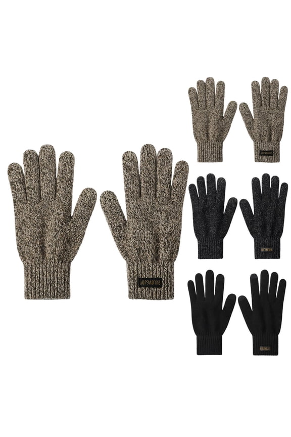 Winter Warm Gloves Men Fleece Lined Thermal Cold Weather Windproof Glove for Skiing Driving Khaki XL