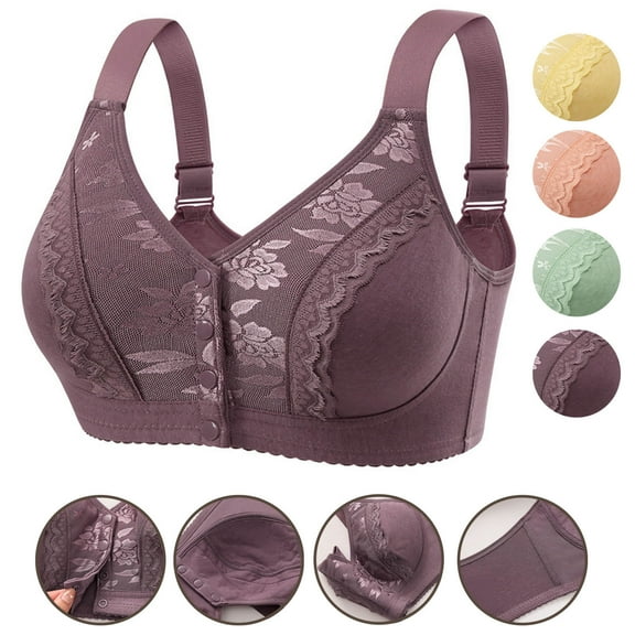 Oksale Wirefree Bras for Women Front Closure Push Up Full Coverage Bras Soft Breathable Adjustable Nursing Bras Green 40