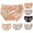 thumbnail image 1 of Oksale Women Lace Underwear Sexy Satin Panty Brief Thin Breathable Midi Waisted Panties for Sports Yellow XL, 1 of 4