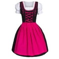thumbnail image 1 of Oksale Women's Dirndl Oktoberfest Dresses Bavarian Fancy Dress 18 Pieces Set Carnival Traditional Dresses Outfits Lace Up Midi Dress Pink XXL, 1 of 7