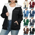 thumbnail image 1 of Oksale Women's Sherpa Jacket Long Sleeve Plus Size Fleece Jackets Casual Full Zip Warm Winter Coats with Pockets Soft Outerwear Red L, 1 of 6