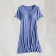 thumbnail image 1 of Oksale Womens Built in Bra Modal Pajama Dress Lightweight Short Sleeve Midi Night Gown Casual Round Neck Loungewear 2025 Light Blue M, 1 of 9