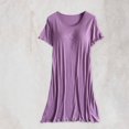 thumbnail image 1 of Oksale Womens Built in Bra Modal Pajama Dress Lightweight Short Sleeve Midi Night Gown Casual Round Neck Loungewear 2025 Purple XL, 1 of 9