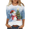 thumbnail image 1 of Oksale Womens Christmas 3/4 Sleeve Tops Plus Size Funny Merry Christmas Graphic Crewneck Fall Fashion Shirts Multicolor L, 1 of 5