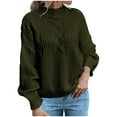 thumbnail image 1 of Oksale Womens Chunky Knit Sweaters Loose Long Sleeve Sweater Casual Crew Neck Pullover Solid Color Jumpers Winter Ladies Tops Army Green L, 1 of 7