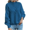 thumbnail image 1 of Oksale Womens Chunky Knit Sweaters Loose Long Sleeve Sweater Casual Crew Neck Pullover Solid Color Jumpers Winter Ladies Tops Blue XL, 1 of 7