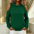 thumbnail image 1 of Oksale Womens Cold Shoulder Hoodies with Pocket Cozy Long Sleeve Sweatshirt Pullover Moisture Wicking Fall Outfits Green 2XL, 1 of 7