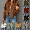thumbnail image 1 of Oksale Womens Corduroy Jacket with Pockets Cotton Button Down Jackets Casual Lapel Overcoats Cozy Long Sleeve Fall Coats Retro Ladies Outerwear Red M, 1 of 8