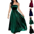 thumbnail image 1 of Oksale Womens Elegant Tube Velvet Dress Strapless Sleeveless Wedding Dresses Soft Cozy Flowy A Line Maxi Dresses for Holiday Party Blue S, 1 of 5