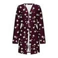 thumbnail image 1 of Oksale Womens Floral Graphic Robes with Belt Cozy Long Sleeve Bath Robe Super Soft Mini Bathrobes for Home Plus Size Loungewear Wine M, 1 of 6