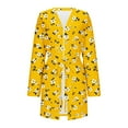 thumbnail image 1 of Oksale Womens Floral Graphic Robes with Belt Cozy Long Sleeve Bath Robe Super Soft Mini Bathrobes for Home Plus Size Loungewear Yellow XXXXL, 1 of 6