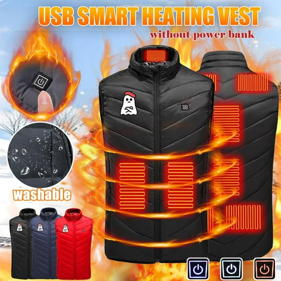 Oksale Womens Heating Vest without Battery Waterproof Smart Warming Winter Unisex Vests for Camping Cold Weather Red XXXL