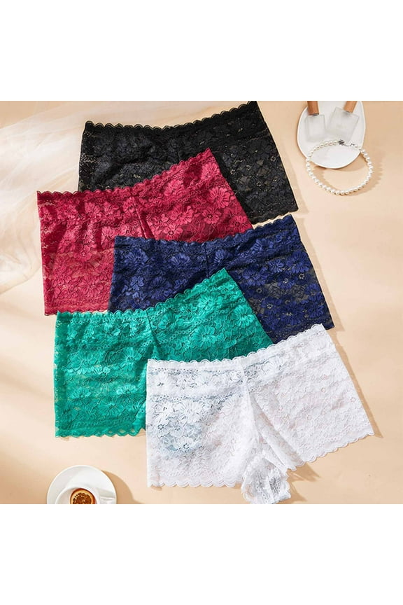Womens Lace Underwear Full Coverage Boyshorts Panties Sexy Thin Lightweight Comfy Panty Briefs High Waisted Underpants Green XL