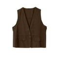 thumbnail image 1 of Oksale Womens Linen Cotton Vest Ultra Lightweight Button Down Vests SLeeveless Jackets with Pockets Solid Color Jacket Soft Comfortable Vintage Cowgirl Waistcoat 2025 Coffee XXL, 1 of 5