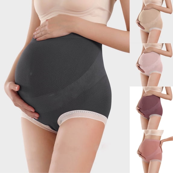 Oksale Womens Maternity Underwear Soft Cozy Seamless Cotton Boyshorts Panties Breathable Stretch High Waisted Briefs Pink Free Size