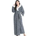 thumbnail image 1 of Oksale Womens Maxi Hooded Bathrobe Fluffy Flannel Robes with Belt Comfortable Long Sleeve Robe Soft Thicken Thermal Fall Winter Loungewear Dark Gray M, 1 of 5