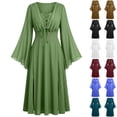 thumbnail image 1 of Oksale Womens Medieval Renaissance Dress Vinatge Bell Sleeve Gothic Chiffon Dresses Elegant Lace Up Elegant Flowy Halloween Costumes Floor Length Dress Green S, 1 of 6