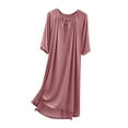 thumbnail image 1 of Oksale Womens Modal Cotton Nightdress Half Sleeve Night Gown Casual Crewneck Sleep Shirt Loose Fit Solid Color Pajama Dress Soft Lightweight Loungewewar Pink L, 1 of 4