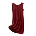 thumbnail image 1 of Oksale Womens Modal Nightdress Trendy Pleated Fornt Midi Pajama Dress Sleeveless Night Gowns Casual Round Neck Nightgown Loose Fit Lightweight Loungewear Wine L, 1 of 6